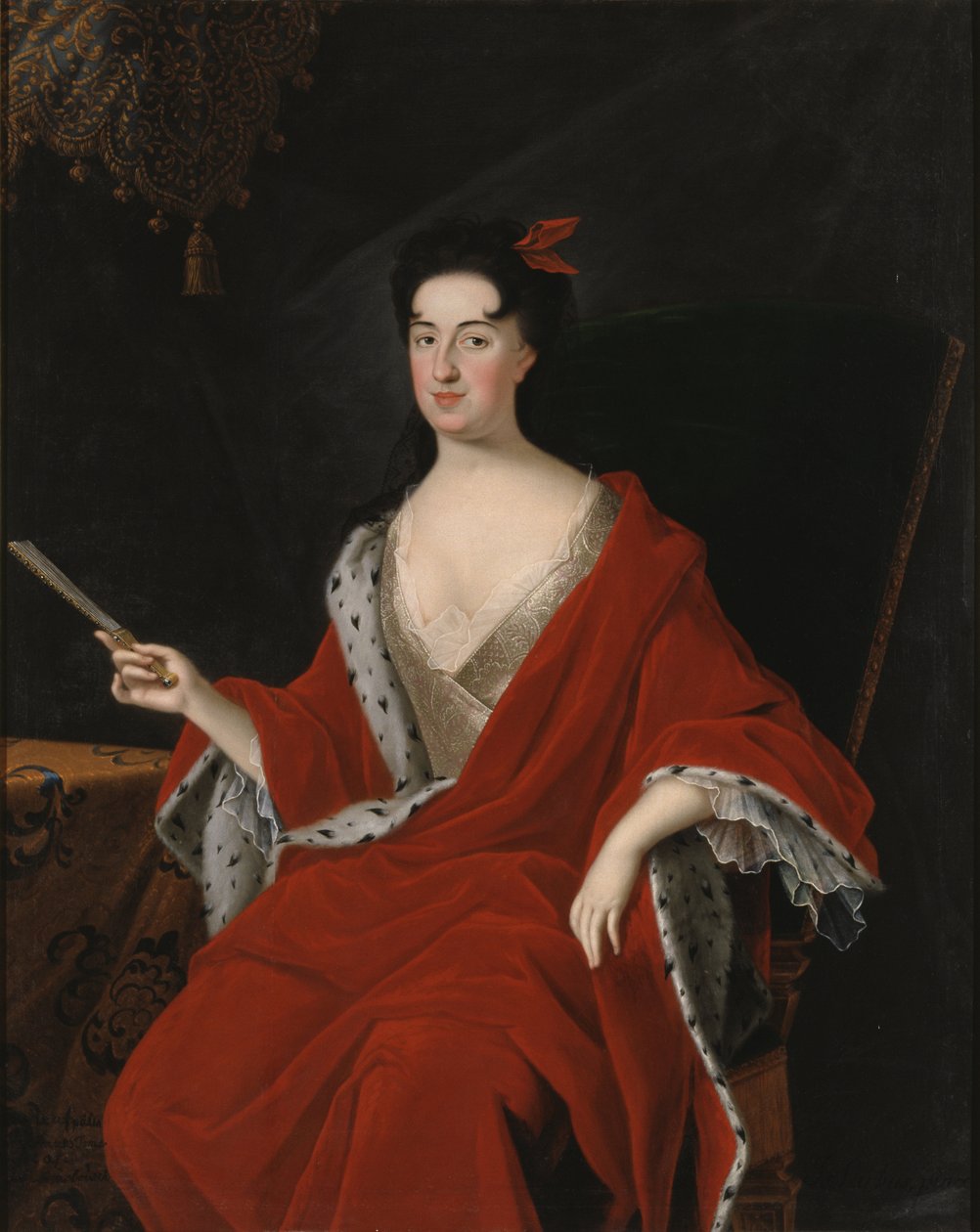 Katarzyna Opalińska, reine de Pologne - Portret Katarzyny Opalińskiej (1680-1747), Królowej Polski, autorstwa Starbusa, Johana (1679-1724). Olej na płótnie. Wymiar : 145x117 cm. Muzeum Narodowe w Sztokholmie autorstwa Johan Starbus