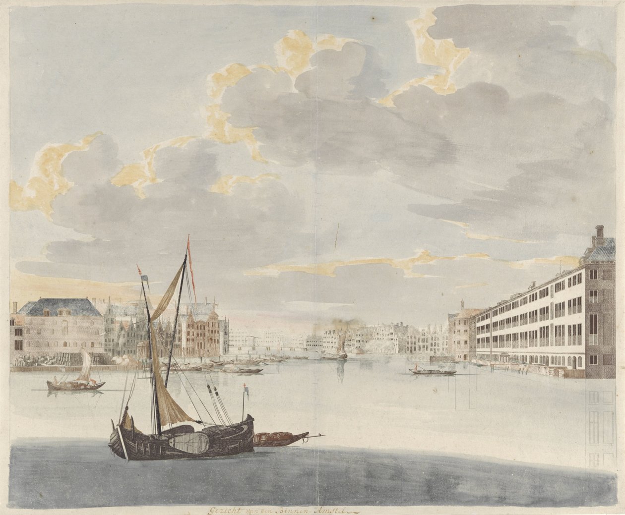 Widok na Binnen-Amstel w Amsterdamie autorstwa Johan Teyler