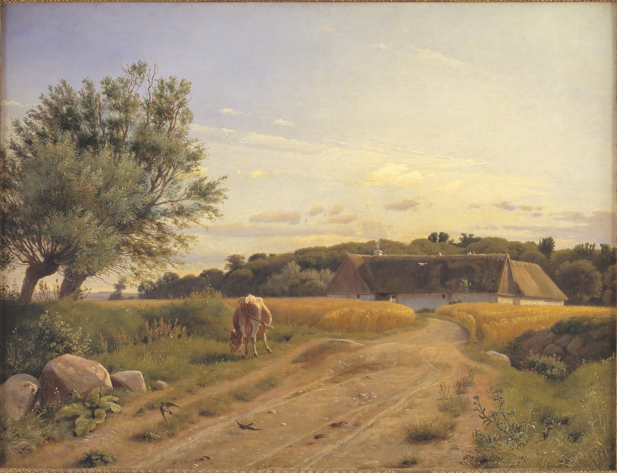 Croft w Lodskov w pobliżu dworu Vognserup, Zelandia autorstwa Johan Thomas Lundbye