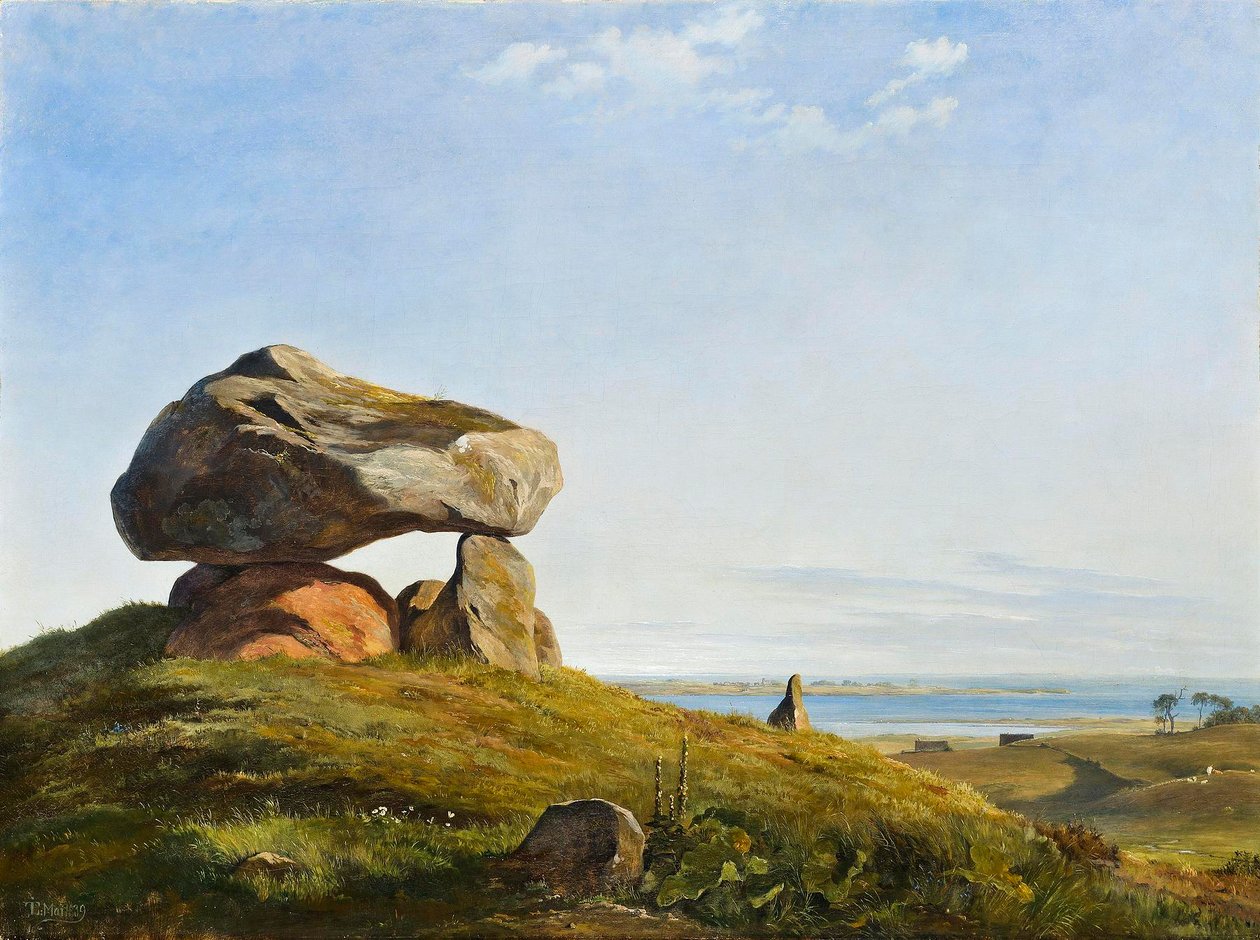 Prehistoryczny kurhan w pobliżu Raklev na Refsnæs autorstwa Johan Thomas Lundbye