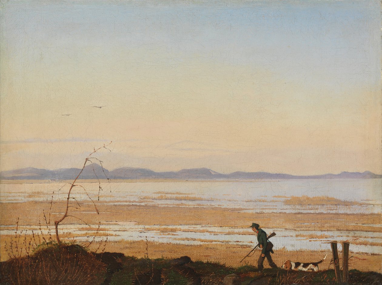 Wieczór nad jeziorem Arresø, ok. godz. 1837. autorstwa Johan Thomas Lundbye