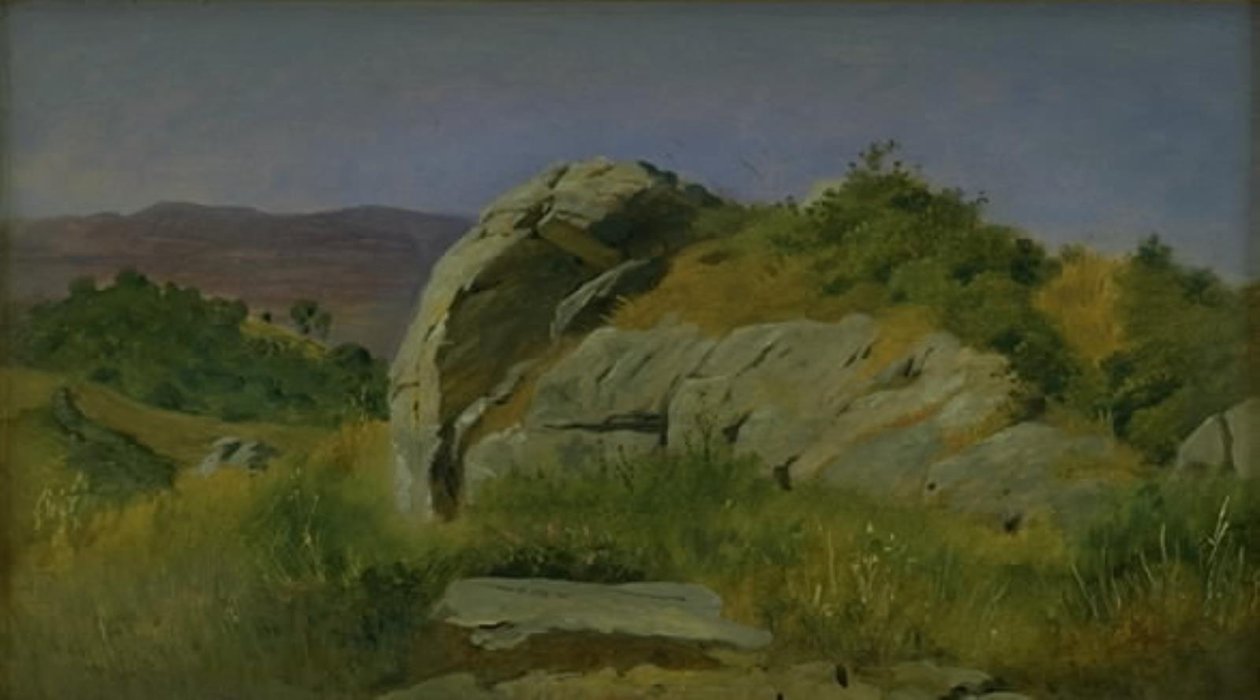 Krajobraz ze skałami na pierwszym planie. Civitella, Włochy autorstwa Johan Thomas Lundbye