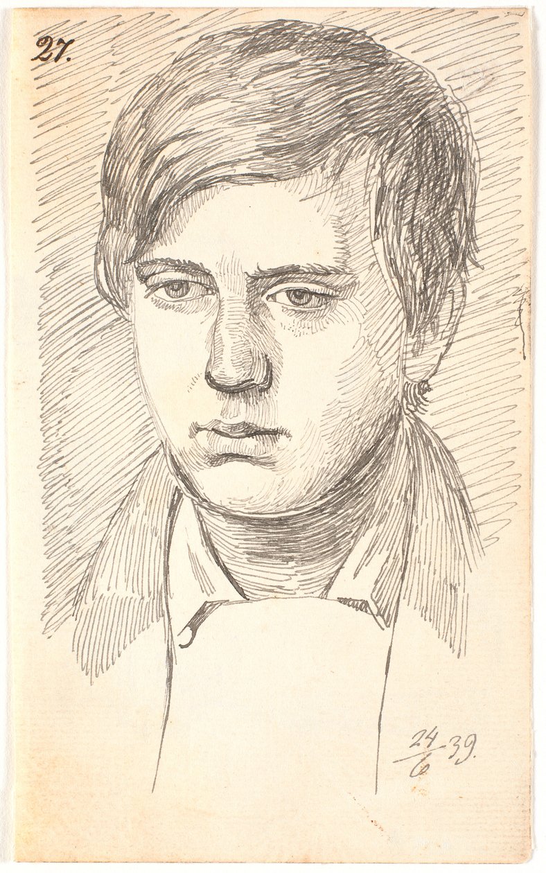 Portret młodego mężczyzny, jedna twarz autorstwa Johan Thomas Lundbye
