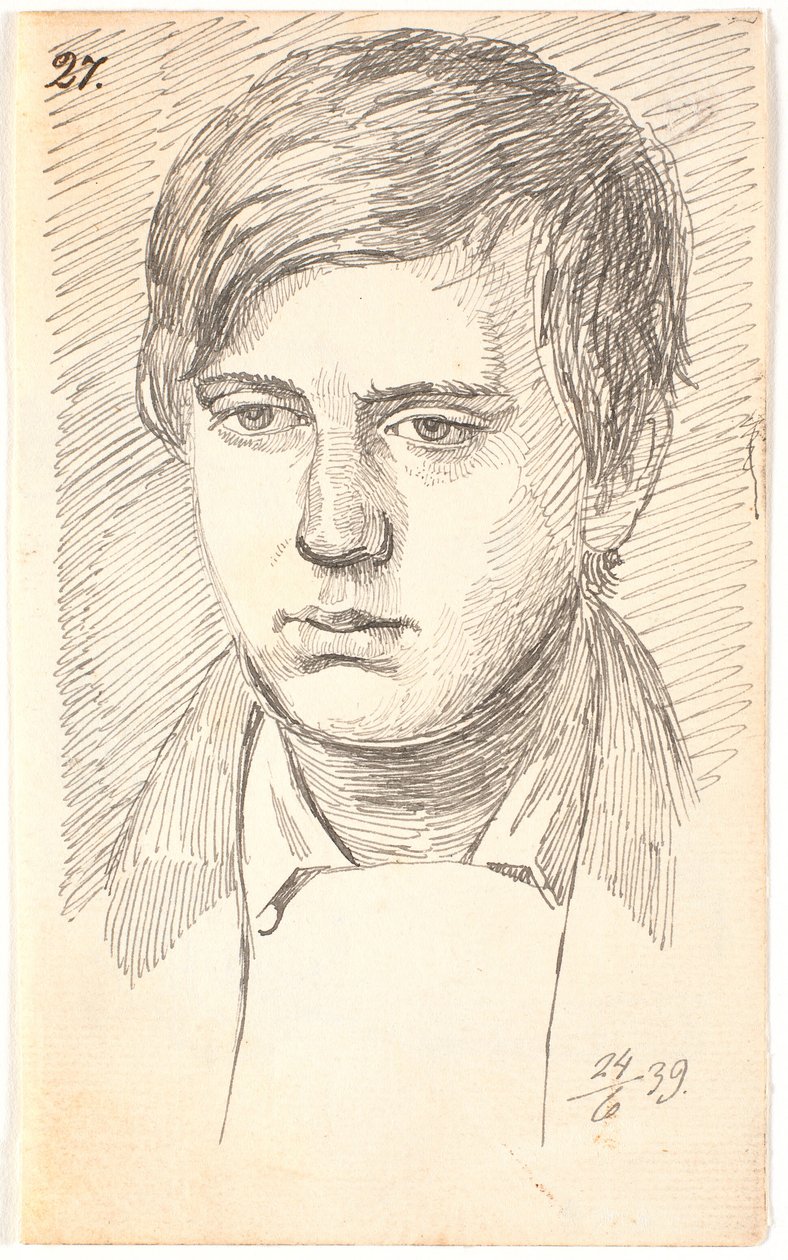 Portret młodego mężczyzny, jedna twarz autorstwa Johan Thomas Lundbye
