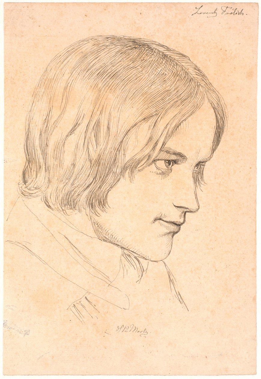 Portret malarza Lorenza Frølicha (1820-1908) autorstwa Johan Thomas Lundbye