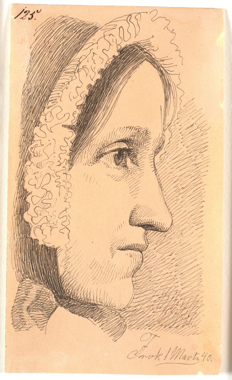 Portret profilowy po prawej stronie matki artysty autorstwa Johan Thomas Lundbye