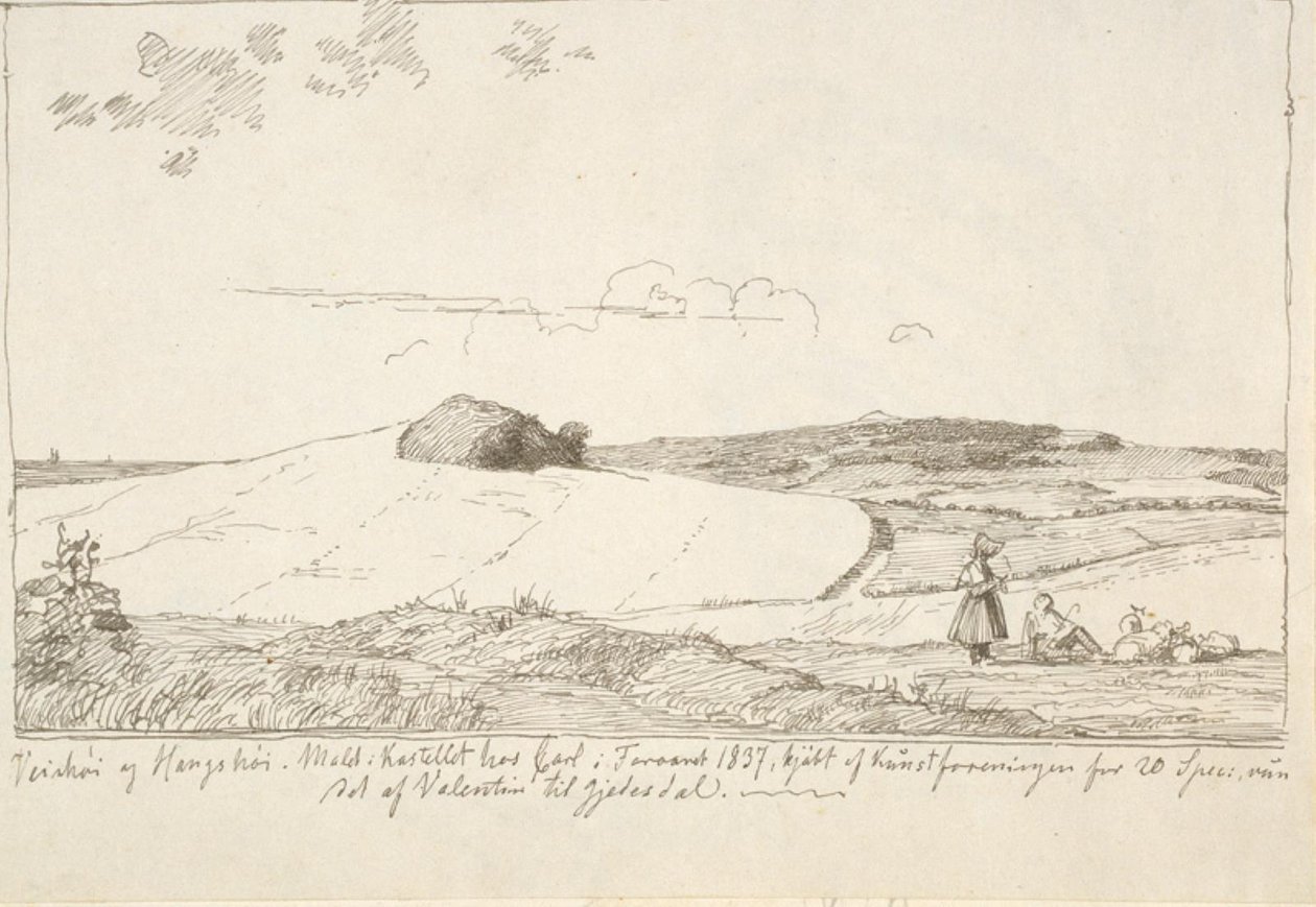 Krajobraz Zelandii. W tle Vejrhøj, wklejony f.n. strona 6 autorstwa Johan Thomas Lundbye