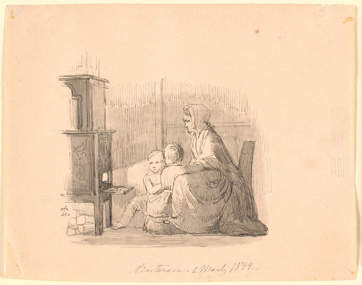 Zima. Ilustracja do "Bajek dla dzieci" Kaalunda. Zobacz komentarz z katalogu arkuszy. autorstwa Johan Thomas Lundbye