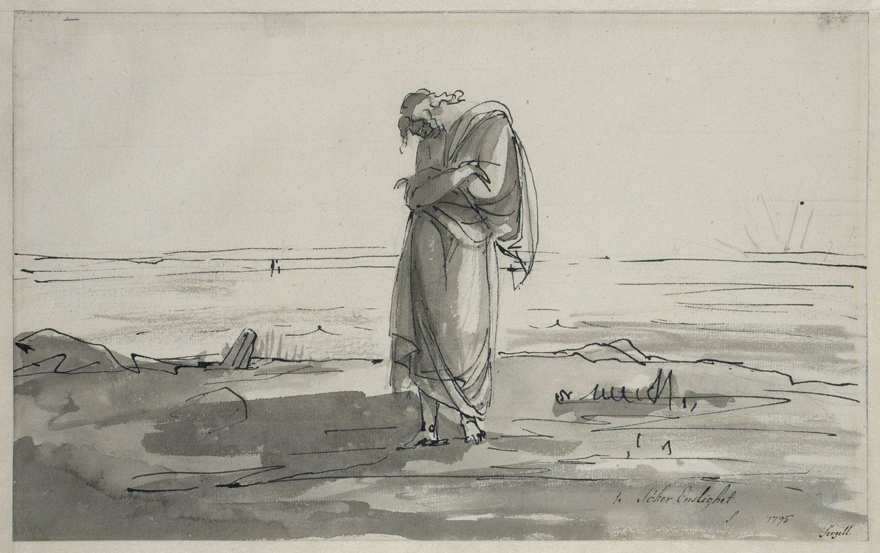W poszukiwaniu samotności. Arkusz 1 z cyklu „Melancholia” autorstwa Johan Tobias Sergel