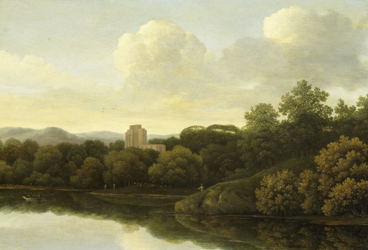 Zalesiony krajobraz z rzeką autorstwa Johan de Lagoor (attributed to)