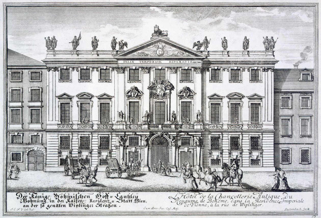 Kancelaria Królestwa Czech, część cesarskiej rezydencji przy Wiplinger Street, Wiedeń, ok. 1719 autorstwa Johann Bernhard Fischer von Erlach