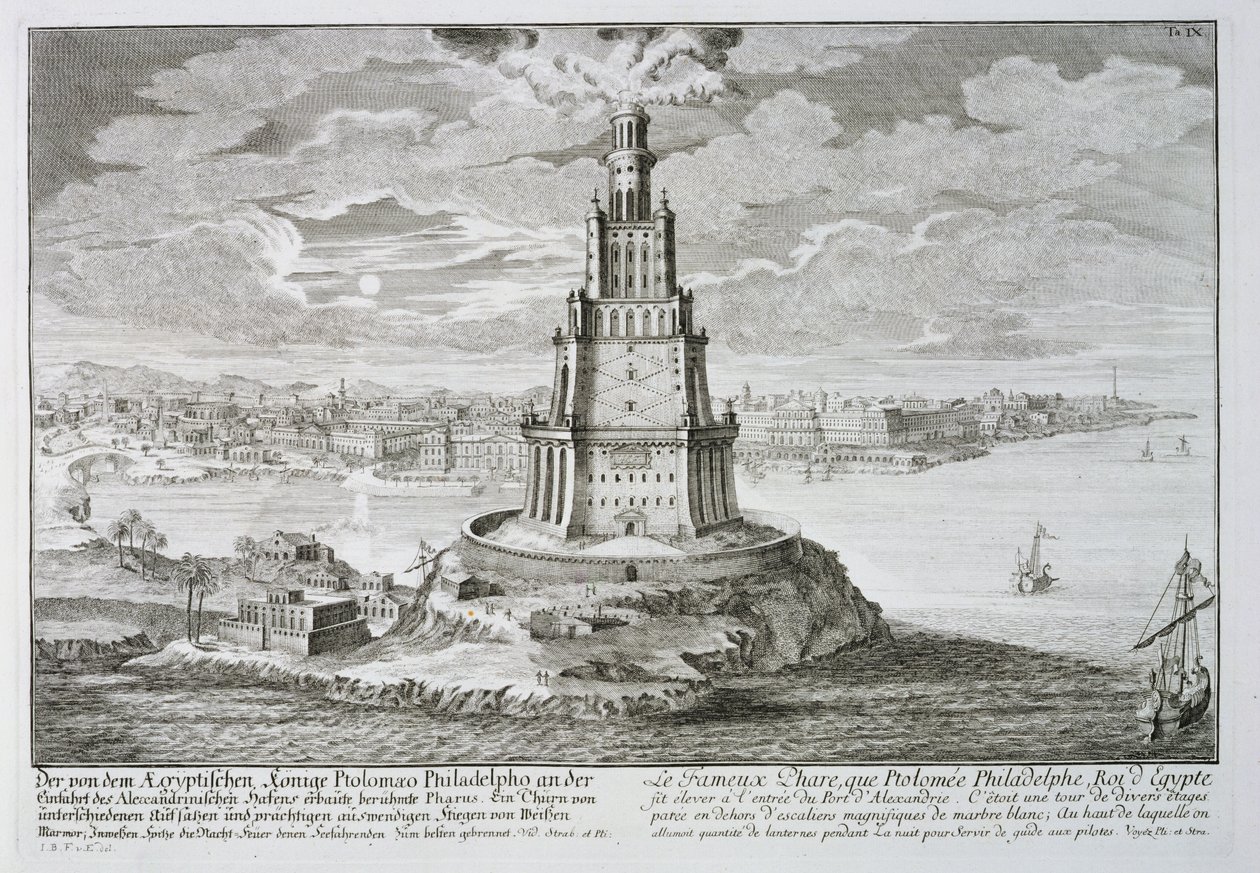 Latarnia morska w Aleksandrii, zbudowana przez Ptolemeusza Wielkiego (36-po 30 pne), Egipt, z 