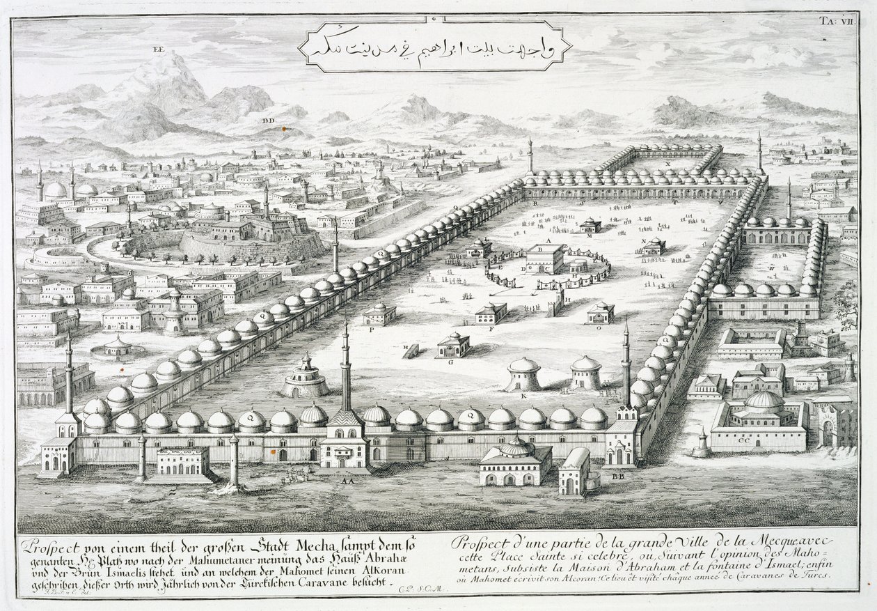 Widok Mekki, z „Szkic architektury historycznej”, 1721 autorstwa Johann Bernhard Fischer von Erlach