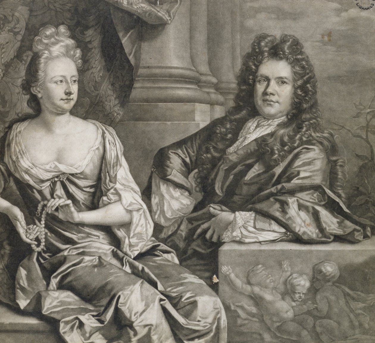 Pan i pani Gibbons, grawerowane przez Johna Smitha (grawerunek mezzotinta) autorstwa Johann Closterman