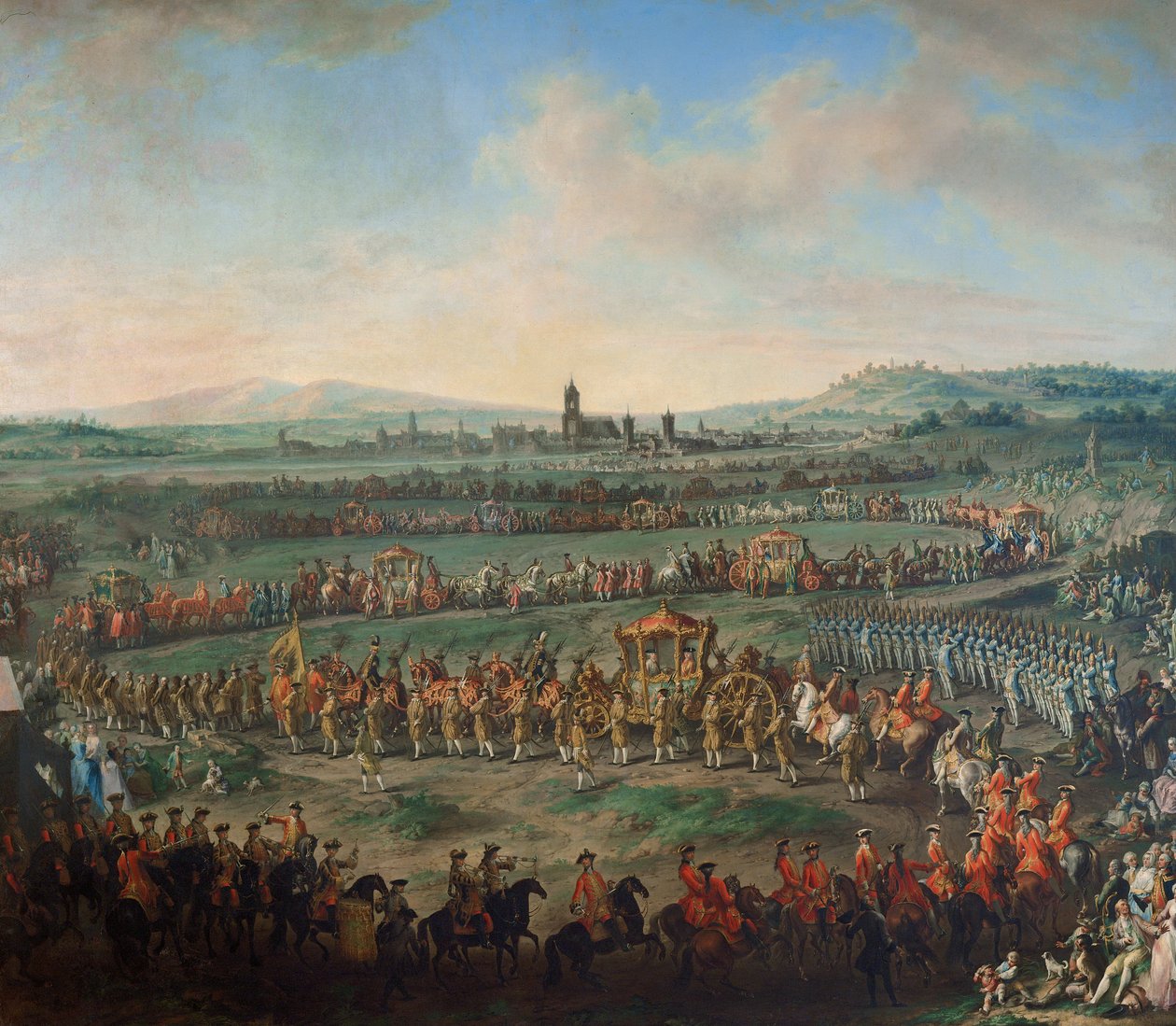 Wejście cesarza Franciszka I. Stefana i jego syna Józefa (II.) do Frankfurtu 29 marca 1764 r. autorstwa Johann Dallinger von Dalling