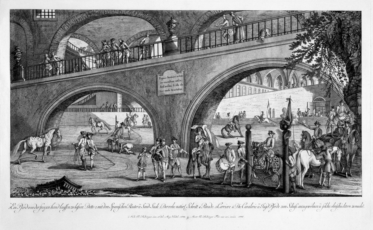 Ilustracja z "Le Nouveau Manege", 1776 r. autorstwa Johann Elias Ridinger or Riedinger