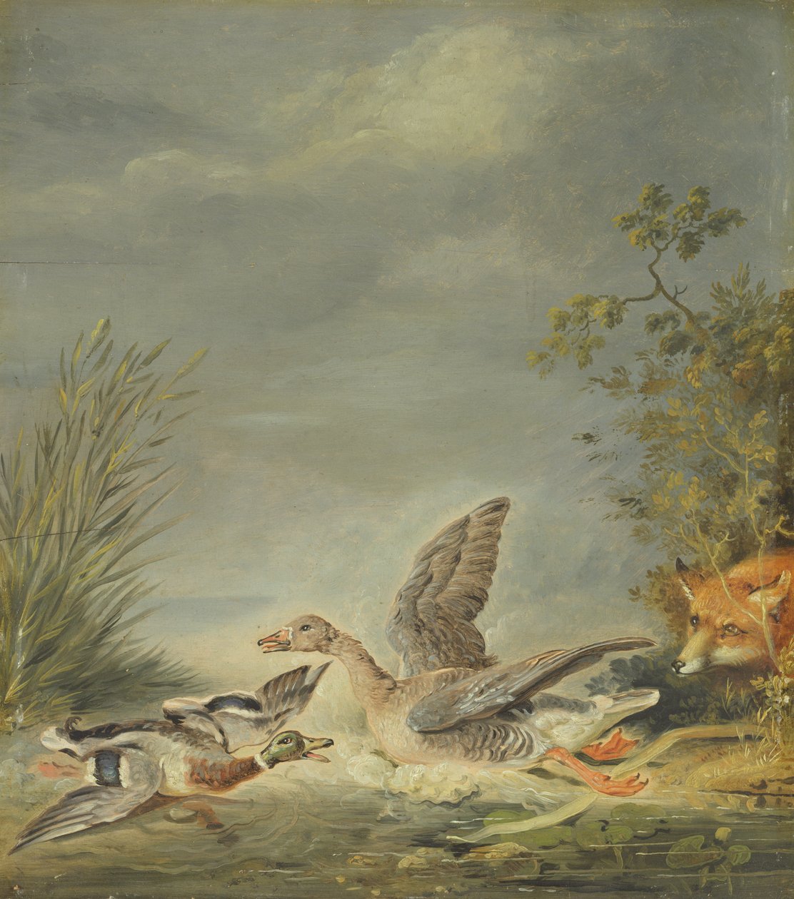 Lis i ptactwo wodne autorstwa Johann Friedrich August Tischbein