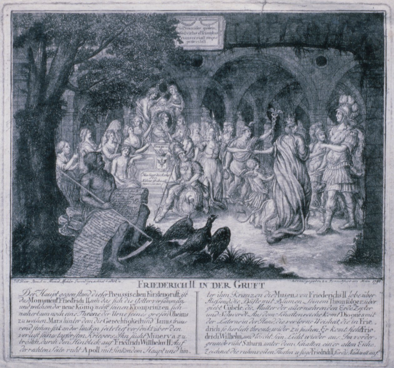 Fryderyk II w krypcie, 1786 autorstwa Johann Friedrich Beer