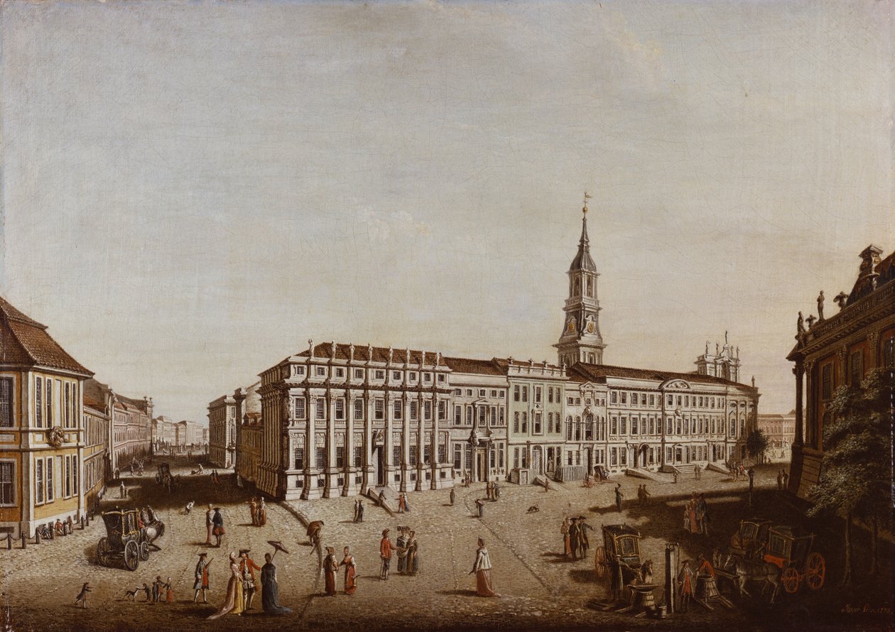 Widok ulicy Zamkowej i Placu Fiakera, Poczdam, 1773 autorstwa Johann Friedrich Meyer