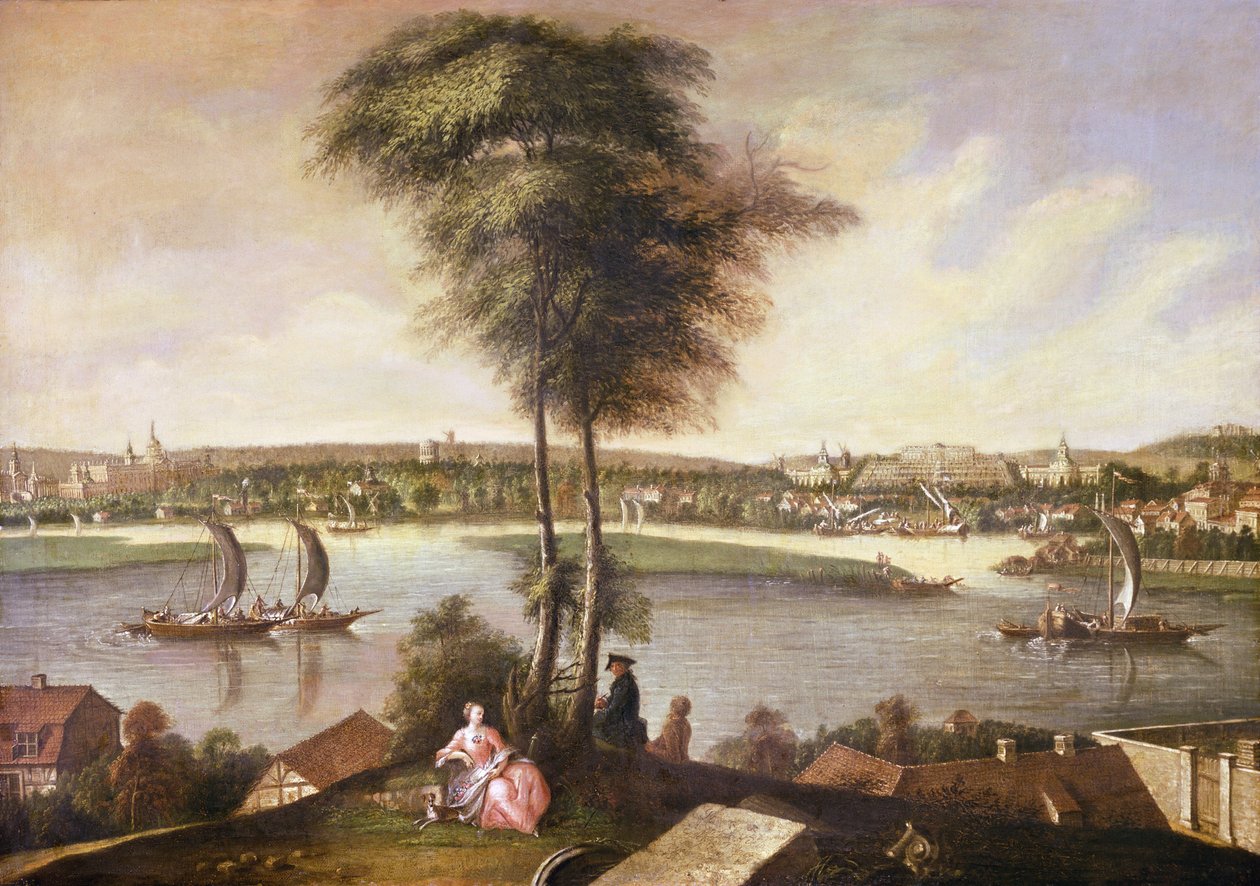 Widok na park Sanssouci z Brauhausberg, 1772 autorstwa Johann Friedrich Meyer