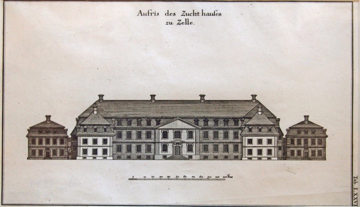 Widok na bramkę Celle, przytułek i dom wariatów autorstwa Johann Friedrich Penther