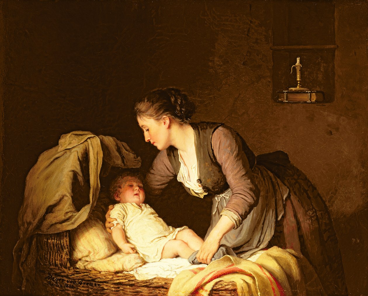 Хүүхдийн хувцасыг тайлах нь, 1880 он autorstwa Johann Georg Meyer von Bremen