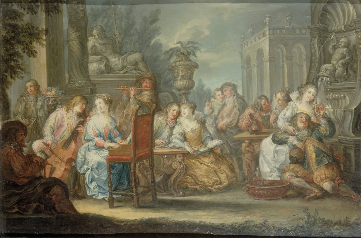 Fete Champetre (jeden z pary) autorstwa Johann Georg Platzer