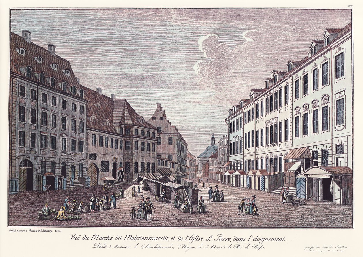 Widok na rynek serwatki w starym Berlinie / land autorstwa Johann Georg Rosenberg