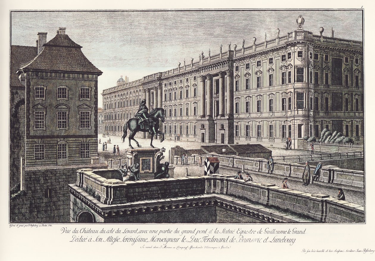 Widok na zamek z długim mostem, stary Berlin autorstwa Johann Georg Rosenberg