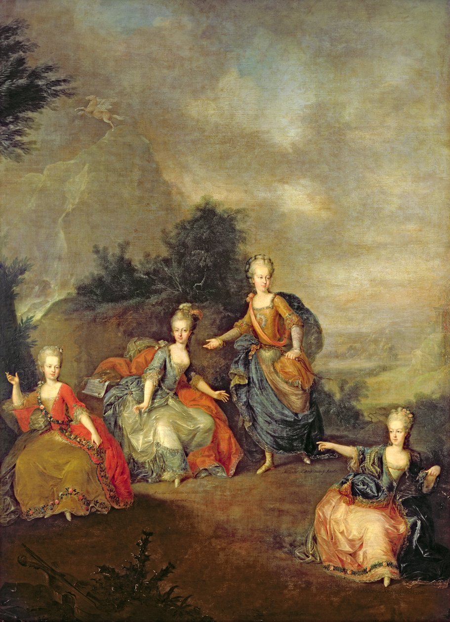 Glucko operos „Il Parnaso Confuso“ pasirodymas Schoenbruno rūmuose 1765 m. sausio 24 d. autorstwa Johann Georg Weikert