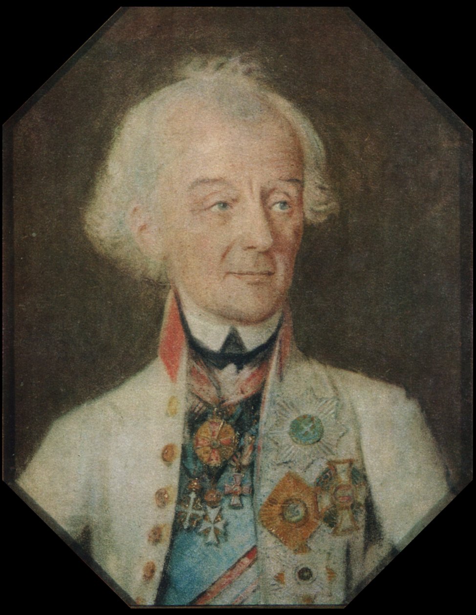 Portret rosyjskiego dowódcy wojskowego Aleksandra Suworowa autorstwa Johann Heinrich Schmidt