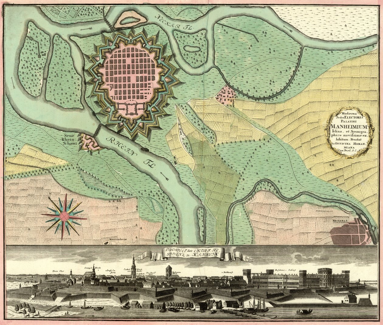 Prospect der Chief. Mieszkańcy ul. Manheim autorstwa Johann Baptista Homann