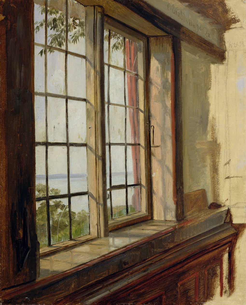 Widok na Łabę przez okno, 1838 autorstwa Johann Martin Gensler