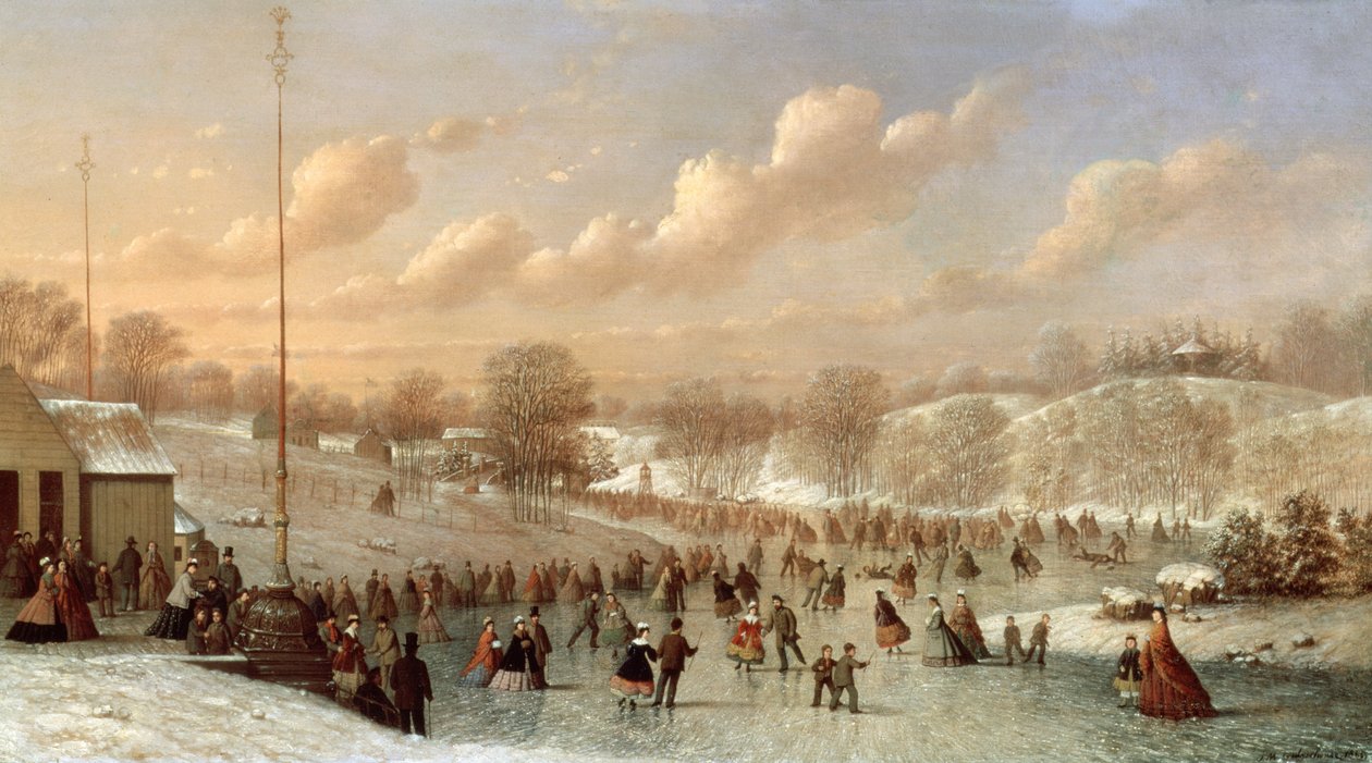 Scena łyżwiarska, Central Park, 1865 autorstwa Johann Mongels Culverhouse