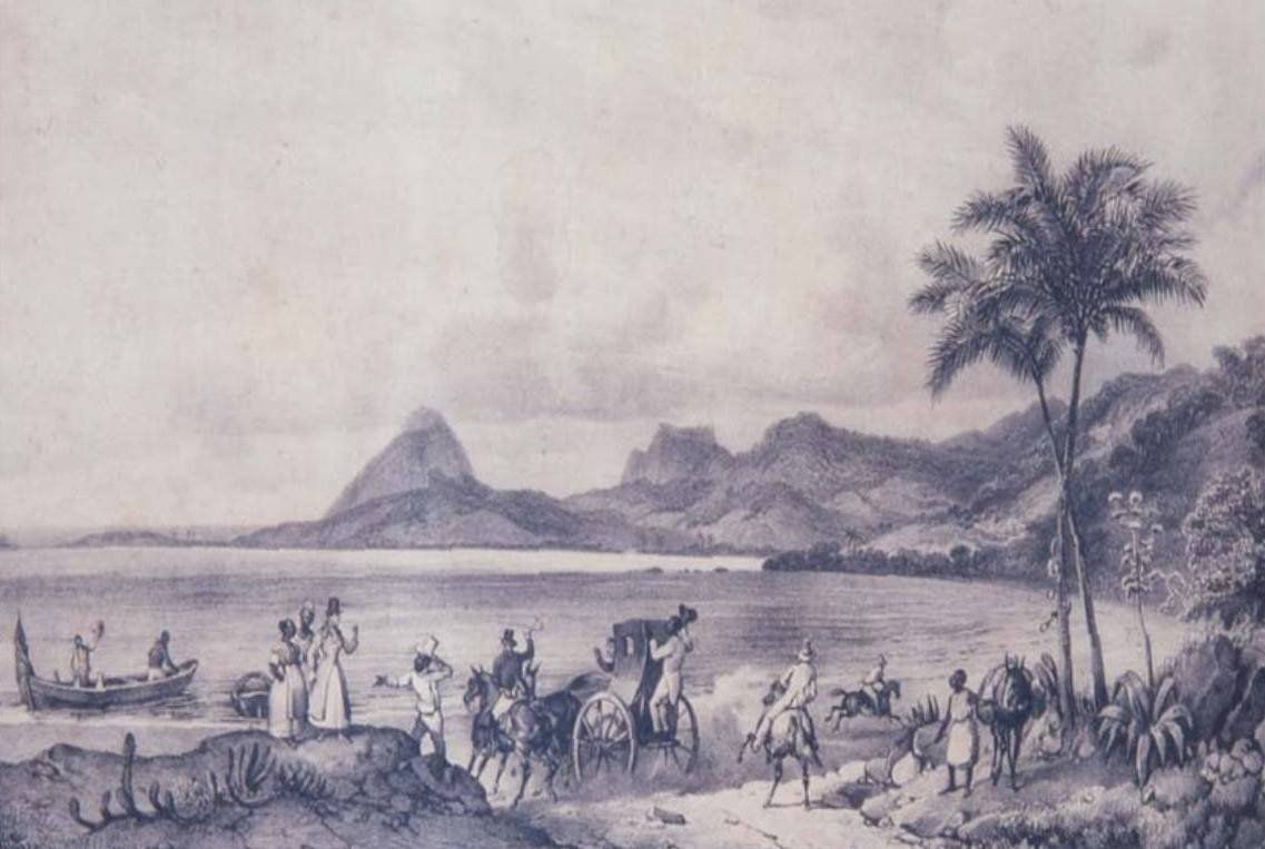 Lagoa das Tretas teraz Rodrigo de Freitas Lagoon autorstwa Johann Moritz Rugendas