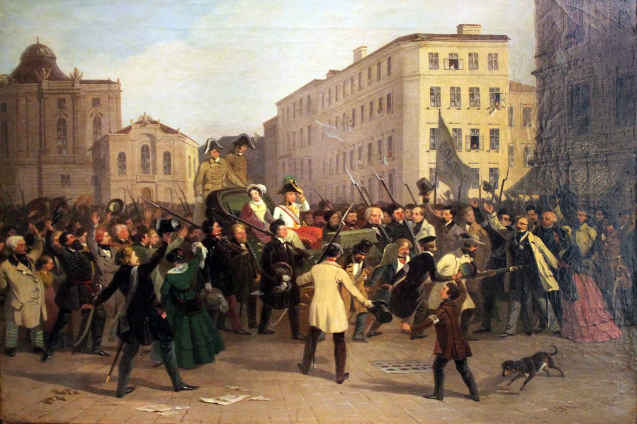 Przejazd cesarza Ferdynanda, 15 marca 1848 r. autorstwa Johann Nepomuk Hofel