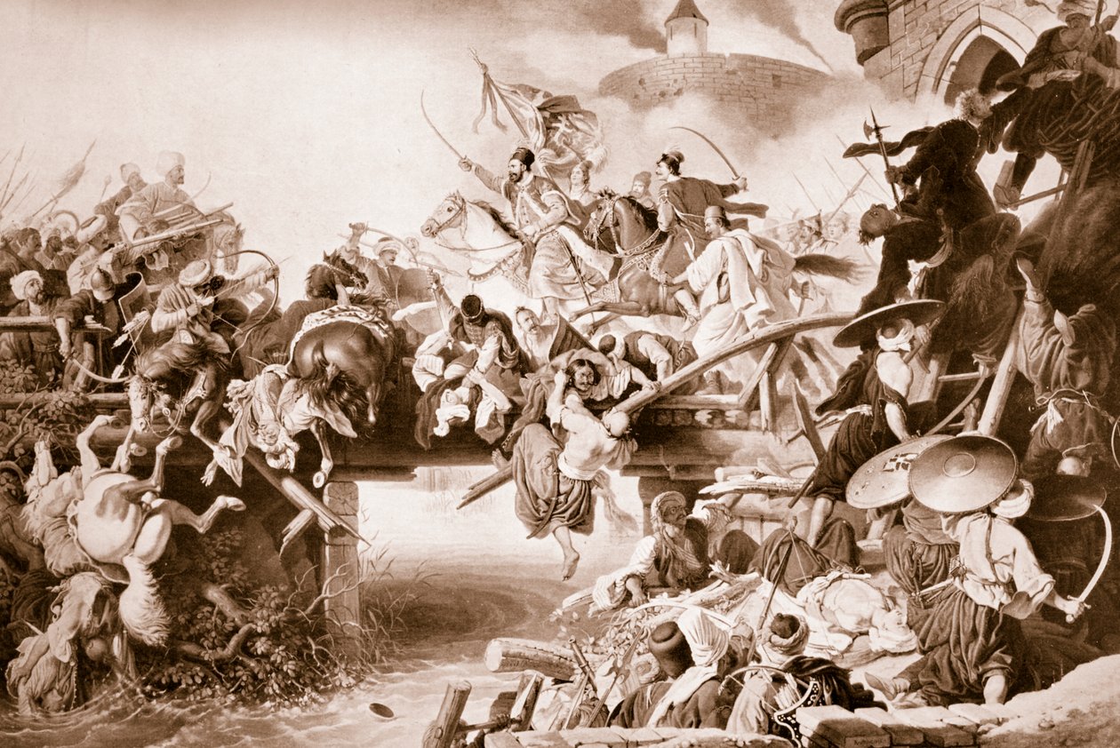 Sortie Zrinyi podczas obrony Szigetvaru przed Turkami, 1566, 1825 autorstwa Johann Peter Krafft