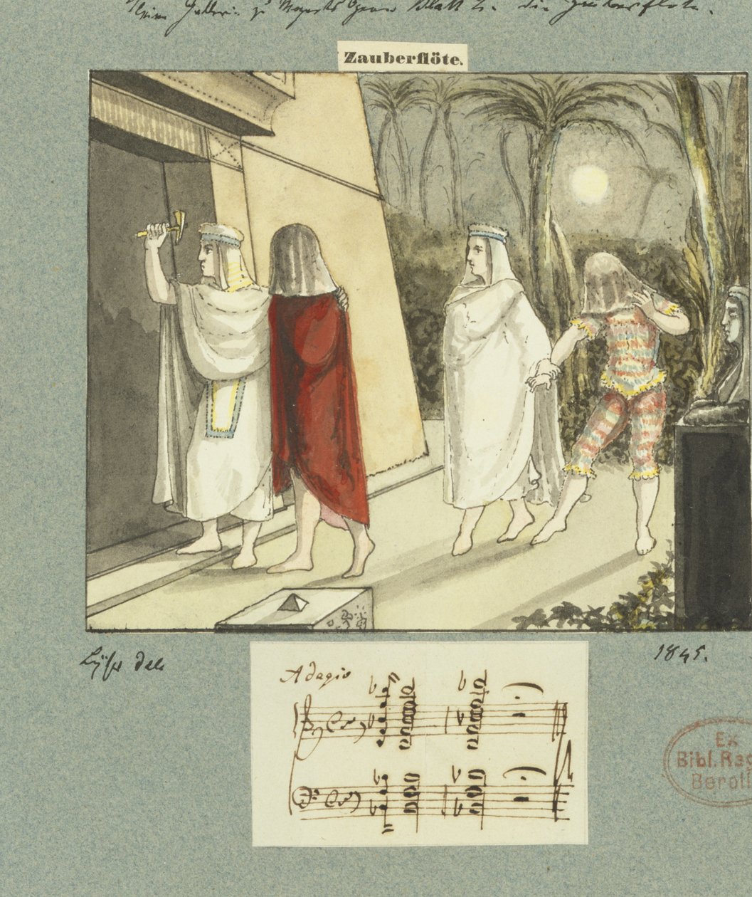 Ilustracja do „Czarodziejskiego fletu” Mozarta, 1845 autorstwa Johann Peter Lyser