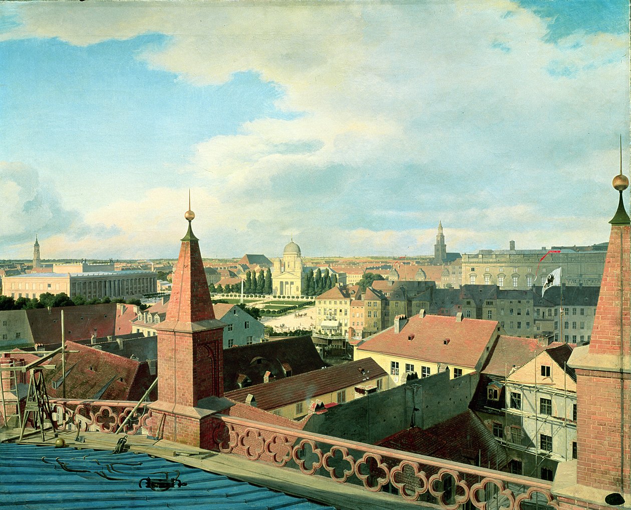 Widok na Berlin z Altes Museum i Cathedrale z dachu kościoła Friedrichswerder, 1834-35 autorstwa Johann Philipp Eduard Gartner