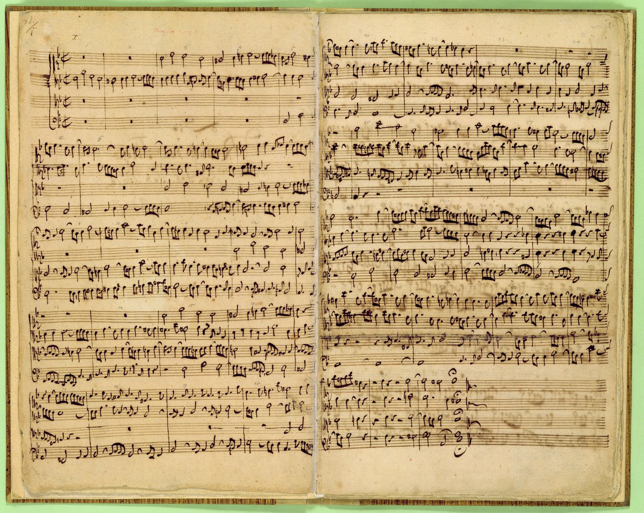 Strony z partytury „Św. Pasja Mateusza”, 1727 (pióro i atrament na papierze) autorstwa Johann Sebastian Bach