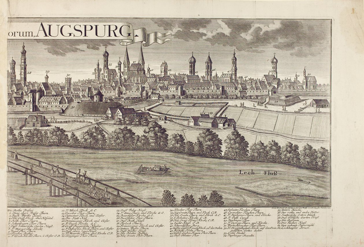 Panoramiczny widok na Augsburg (patrz także 273944) autorstwa Johann Thomas Kraus