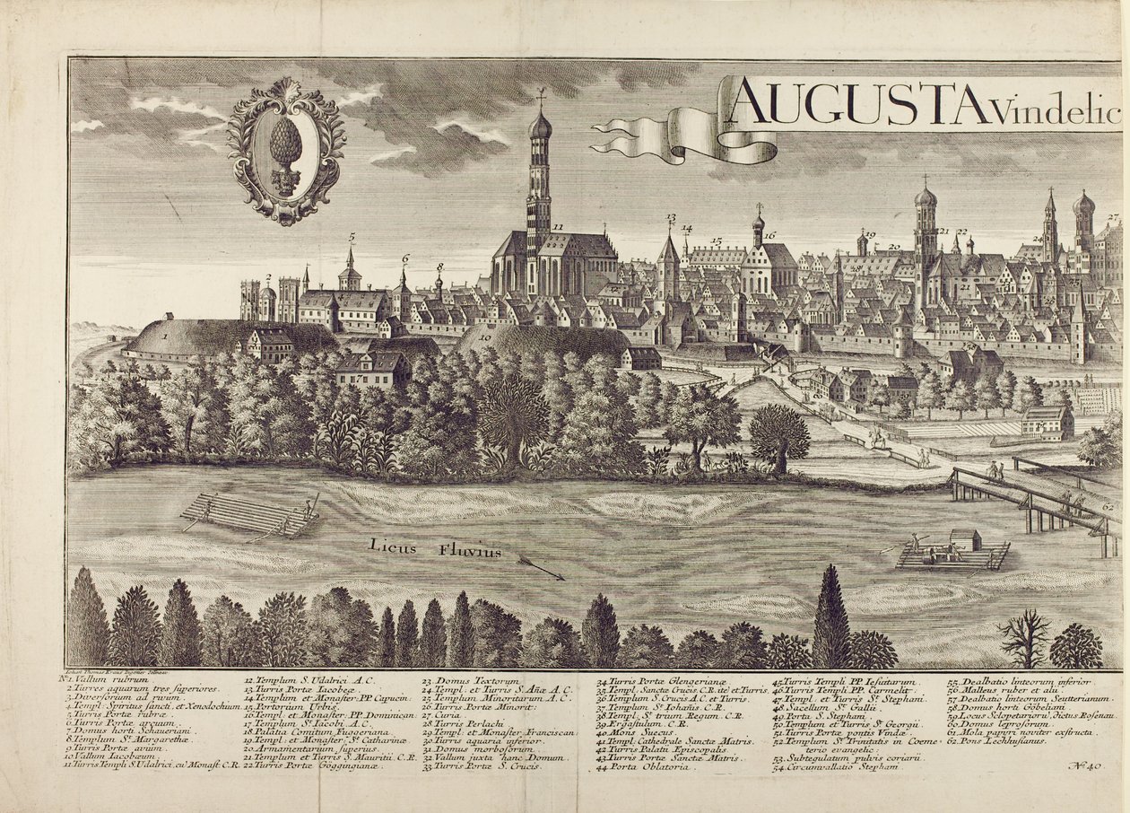 Panoramiczny widok na Augsburg (patrz również 273945) autorstwa Johann Thomas Kraus