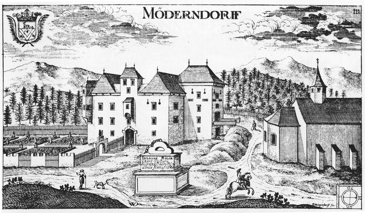 Zamek Möderndorf w Marii Saal autorstwa Johann Weikhard von Valvasor