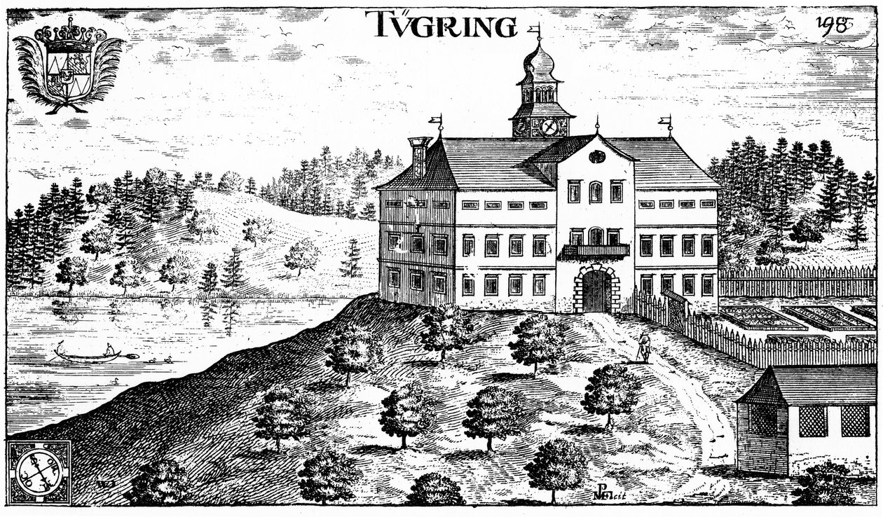 Zamek Tigring w 1680 roku w Moosburgu (Karyntia) autorstwa Johann Weikhard von Valvasor