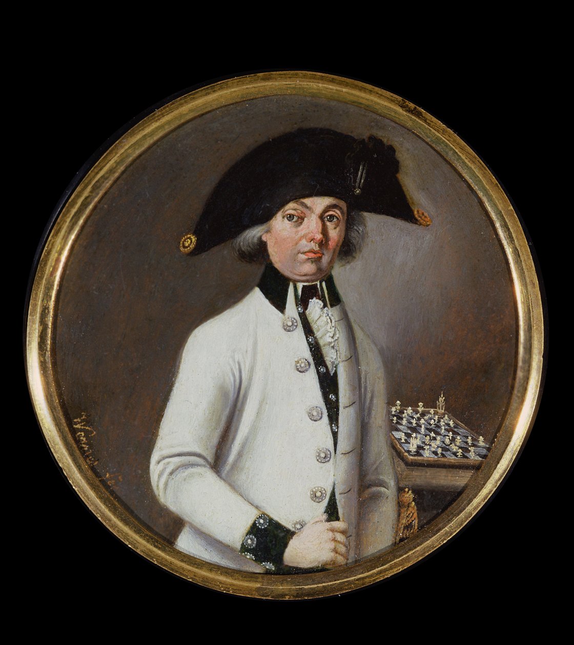 Portret szachisty dżentelmena (olej na miedzi) autorstwa Johann Werner