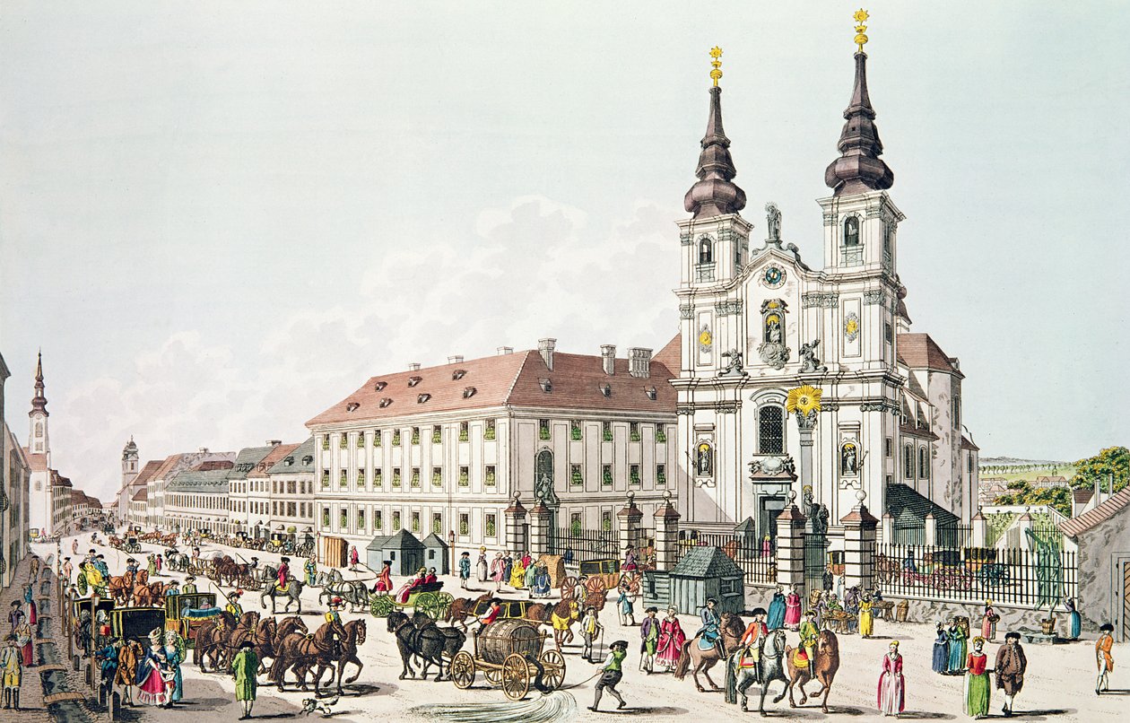Kościół parafialny i klasztor Mariahilf, Wiedeń, 1783 autorstwa Johann Ziegler