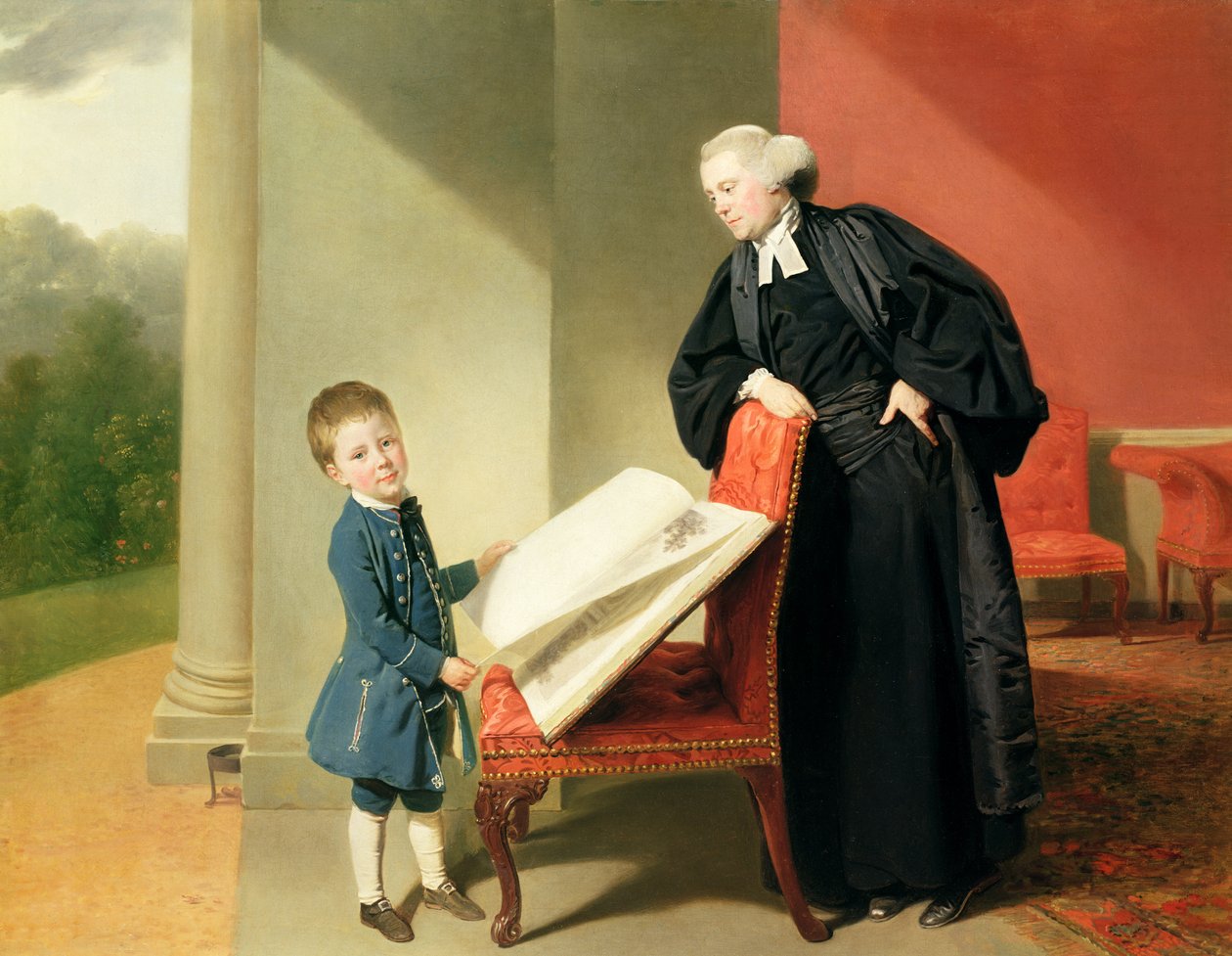 Wielebny Randall Burroughes i jego syn Ellis, 1769 r. autorstwa Johan Joseph Zoffany