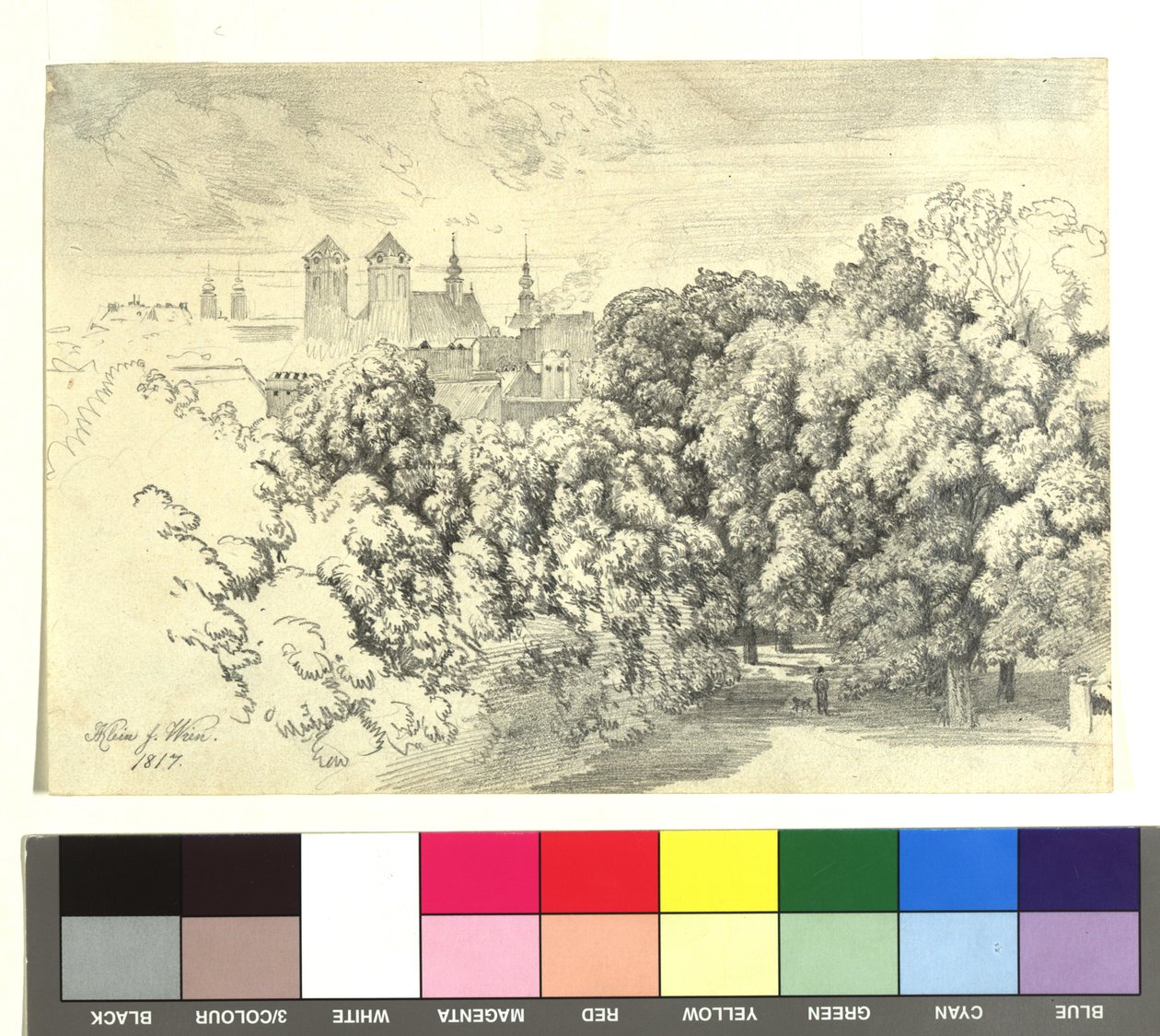 Widok z mojego dawnego mieszkania w ogrodzie hrabiego Chotka w Josefstadt w Wiedniu autorstwa Johann Adam Klein