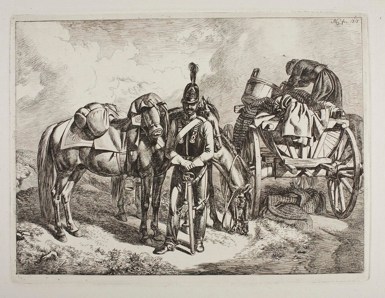 Austriacki dragon przy wozie autorstwa Johann Adam Klein