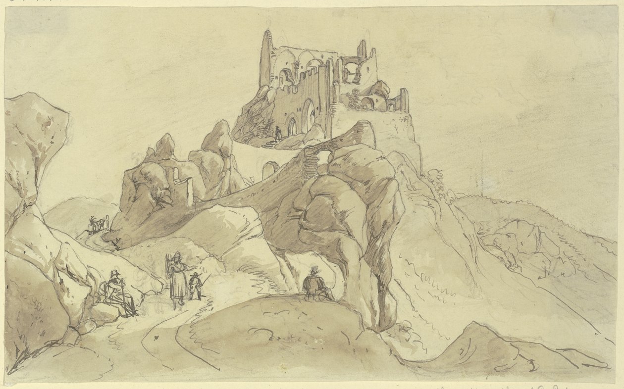 Ruiny zamku autorstwa Johann Adam Klein